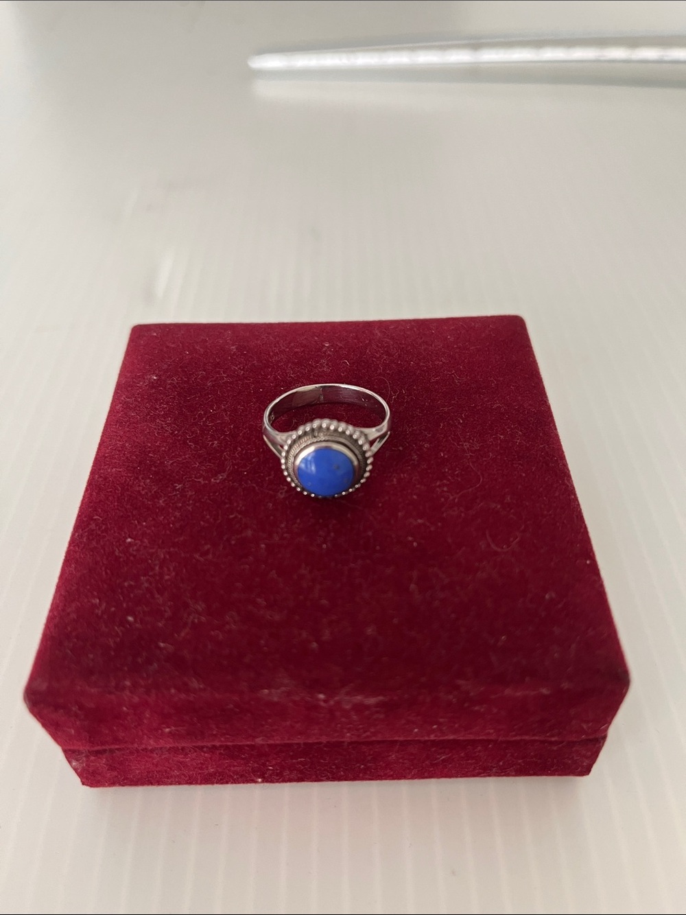 925 Vintage Lapis Sterling Silver Ring Size 7.5